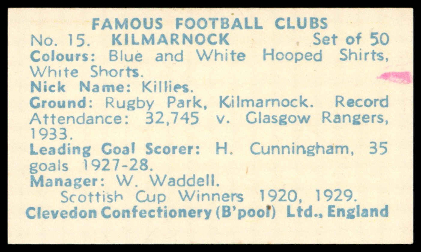 Clevedon - 'Famous Football Clubs' (1964) - Kilmarnock Clevedon - 'Famous Football Clubs' (1964) - Kilmarnock