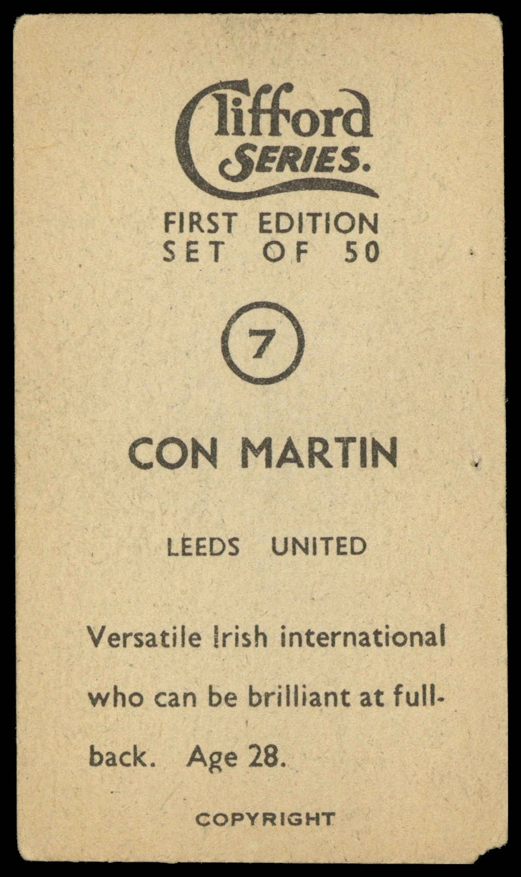 Clifford - Con Martin (Leeds United) - 'Footballers' (c1950) Clifford - Con Martin (Leeds United) - 'Footballers' (c1950)