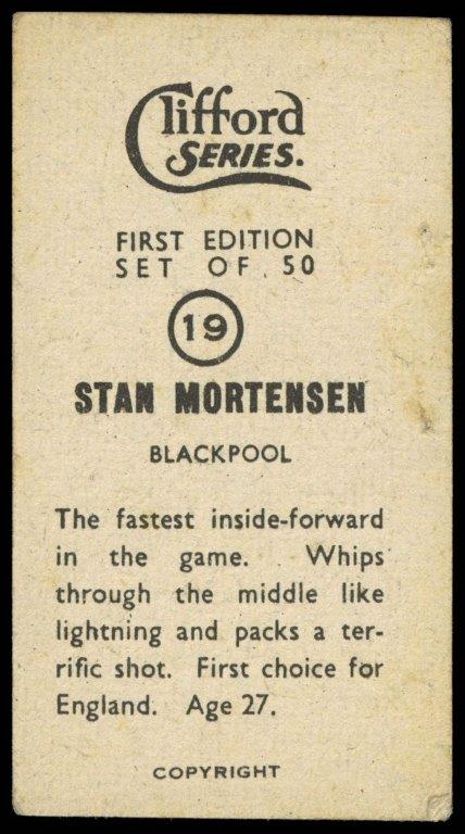 Clifford - 'Footballers' (c1950) - Stan Mortenson (Blackpool) Clifford - 'Footballers' (c1950) - Stan Mortenson (Blackpool)