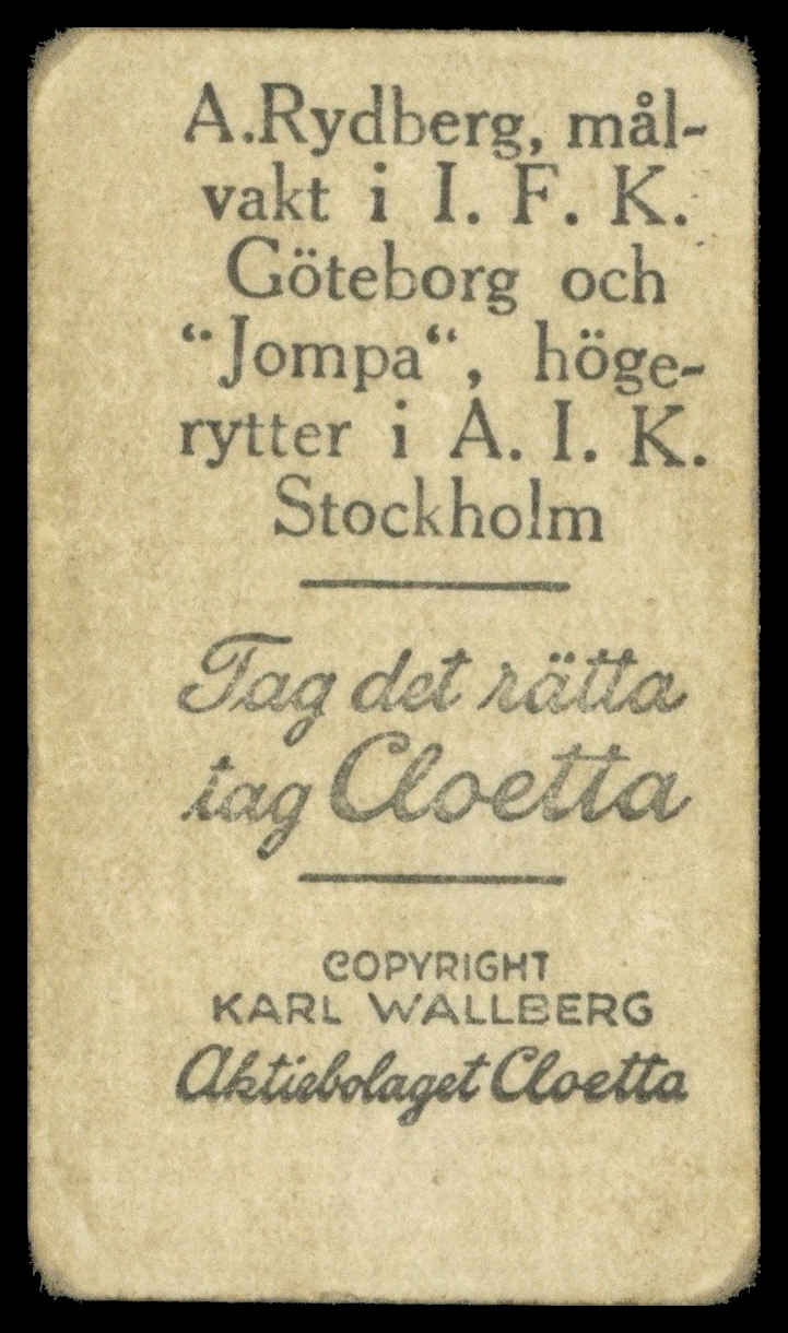 Cloetta - 'Sportsmen' (1933) - Anders Rydberg och Jompa Nilsson (IFK Gothenburg) Cloetta - 'Sportsmen' (1933) - Anders Rydberg och Jompa Nilsson (IFK Gothenburg)