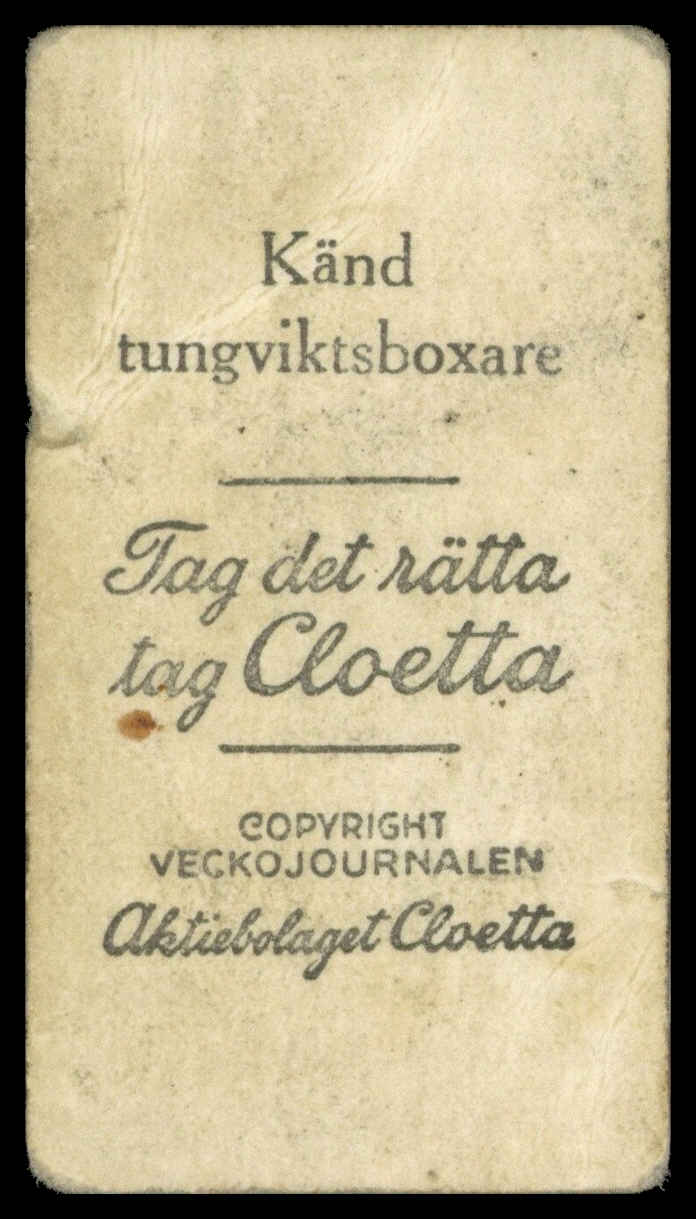 Cloetta - Primo Carnera (Boxing) - Sportsmen - (1933) Cloetta - Primo Carnera (Boxing) - Sportsmen - (1933)