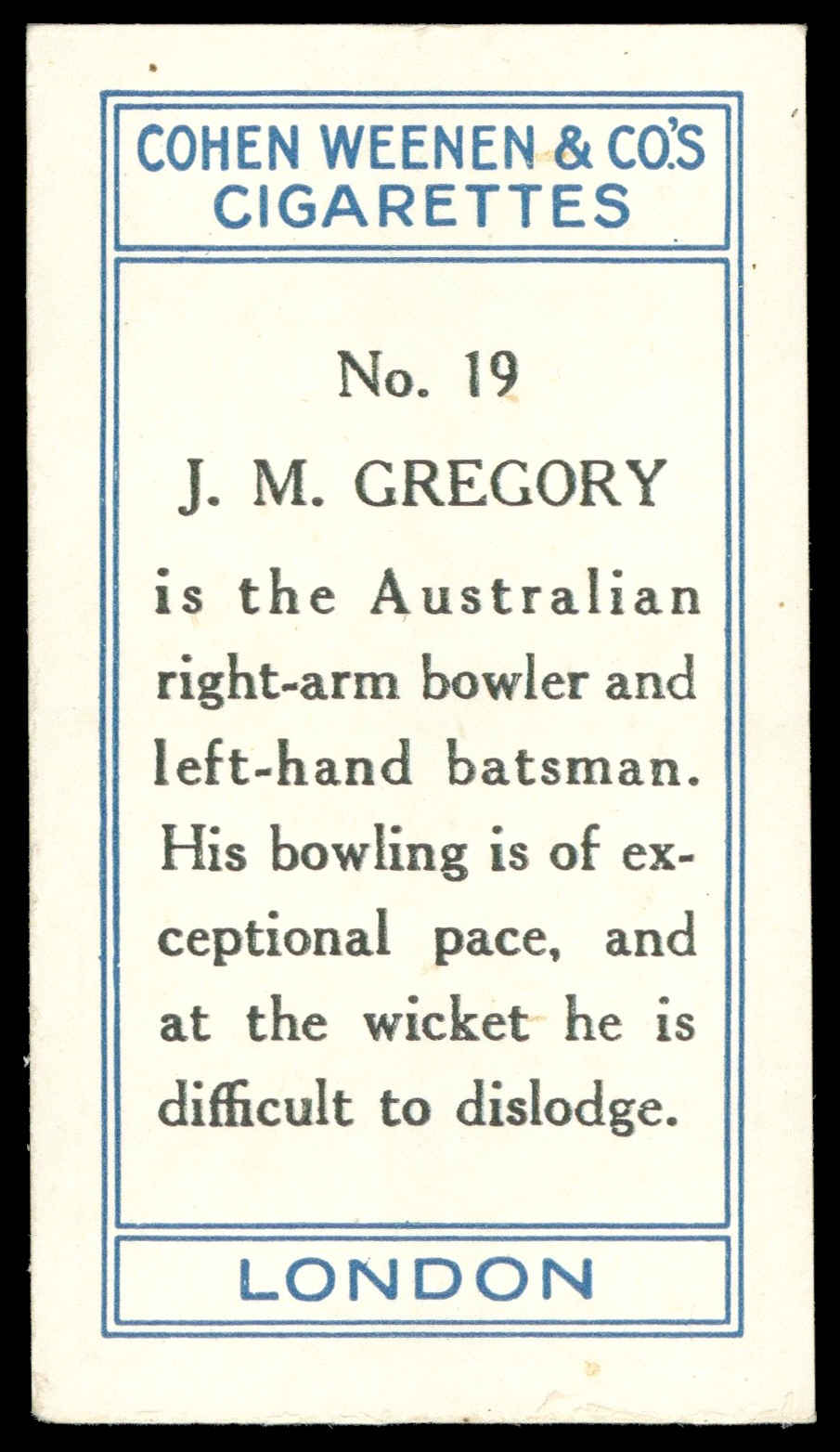 Cohen Weenen - 'Cricketers' (1926) - J.M. Gregory (N.S.W.) Cohen Weenen - 'Cricketers' (1926) - J.M. Gregory (N.S.W.)