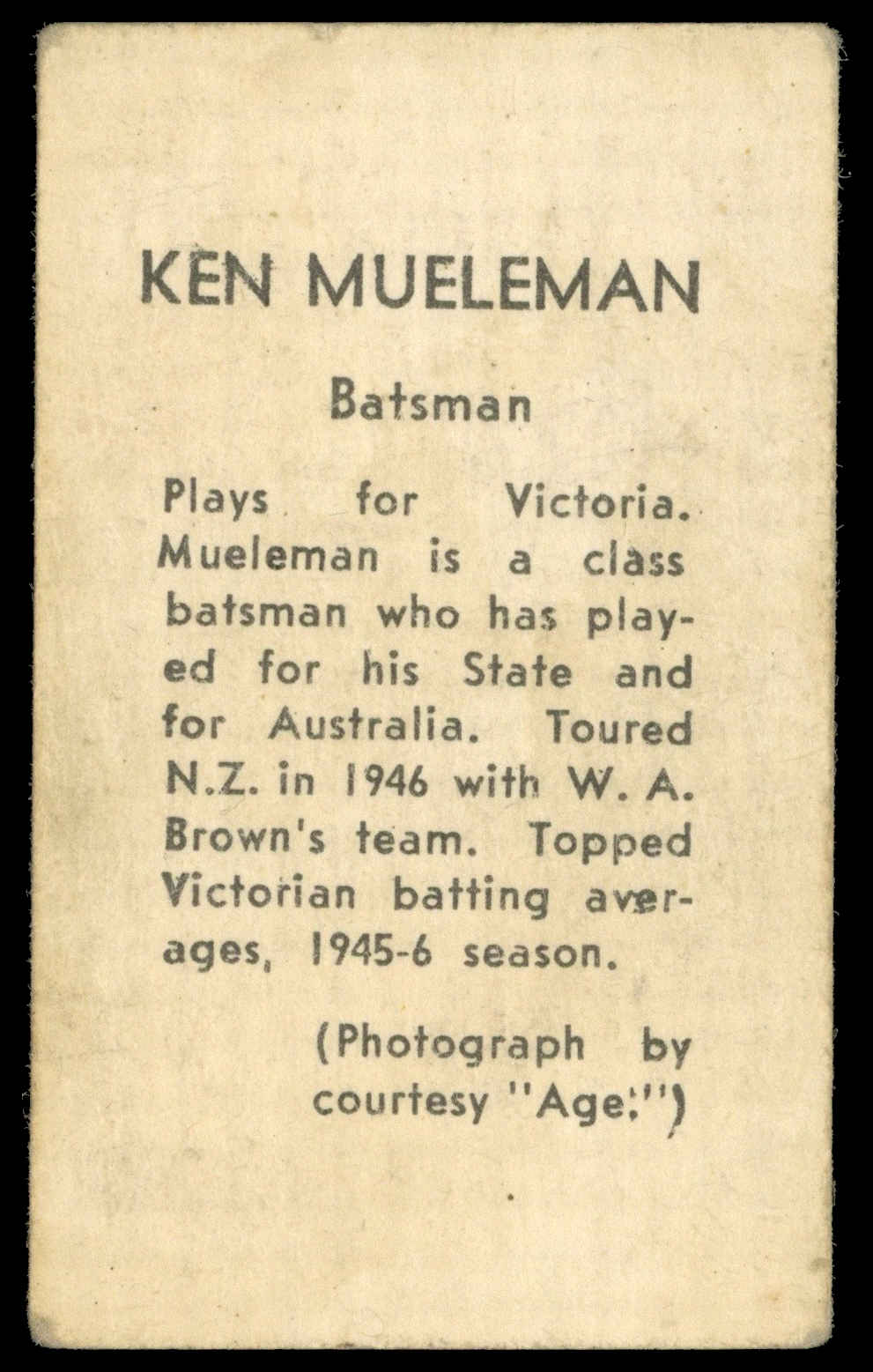 Coles Stores - 'Cricketers (No Frame)' (1946) - Ken Meuleman (Victoria) Coles Stores - 'Cricketers (No Frame)' (1946) - Ken Meuleman (Victoria)