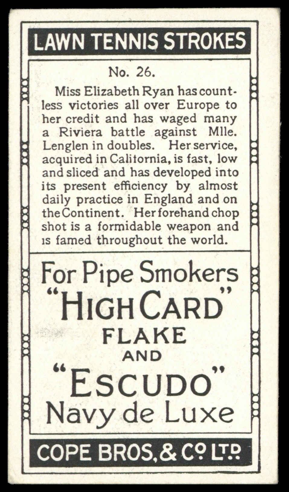 Cope - 'Lawn Tennis Strokes' (1924) - #26 - Miss Elizabeth Ryan Cope - 'Lawn Tennis Strokes' (1924) - #26 - Miss Elizabeth Ryan
