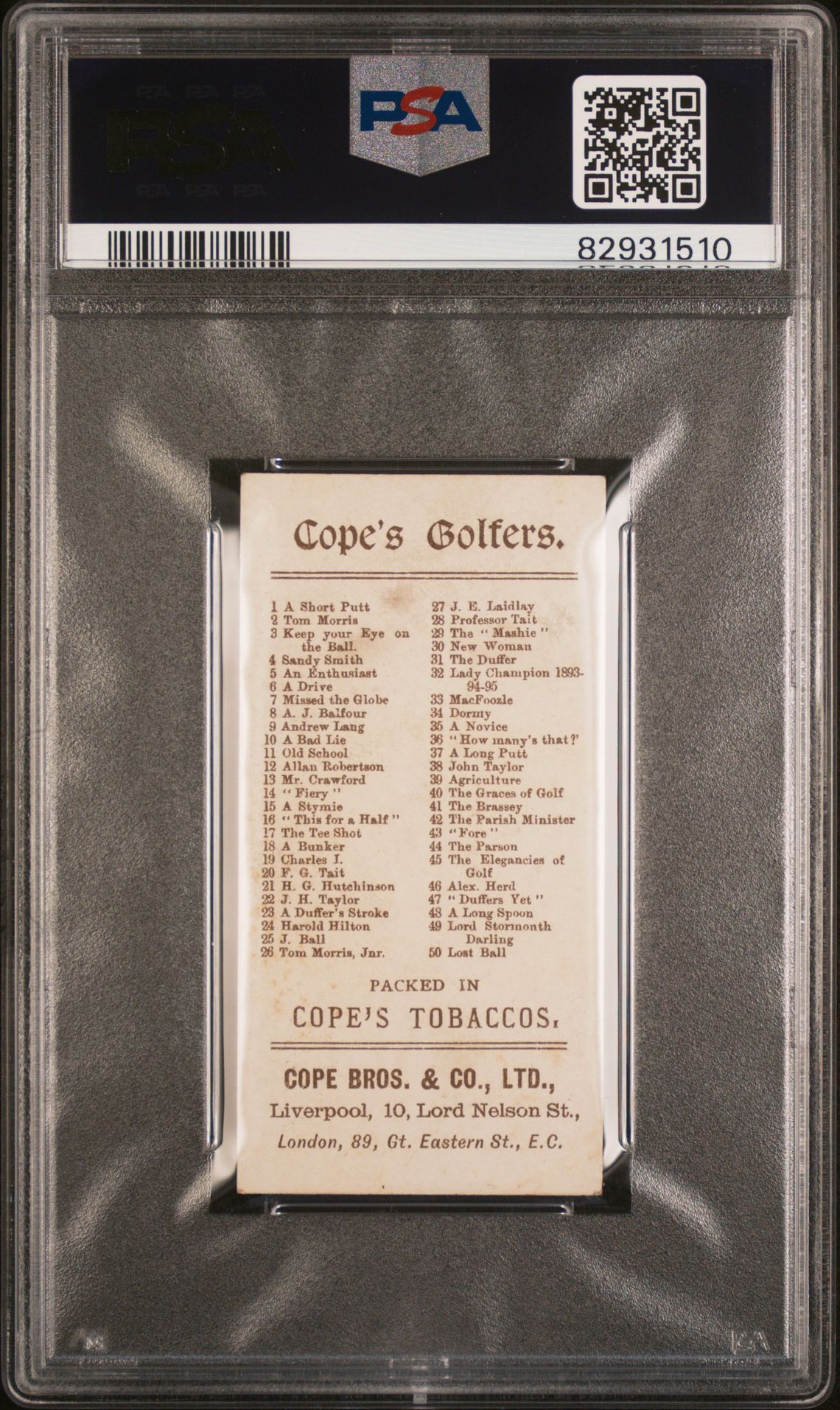 Cope - 'Cope's Golfers' (1900) - Lady Margaret Scott **PSA2** **Rookie** Cope - 'Cope's Golfers' (1900) - Lady Margaret Scott **PSA2** **Rookie**