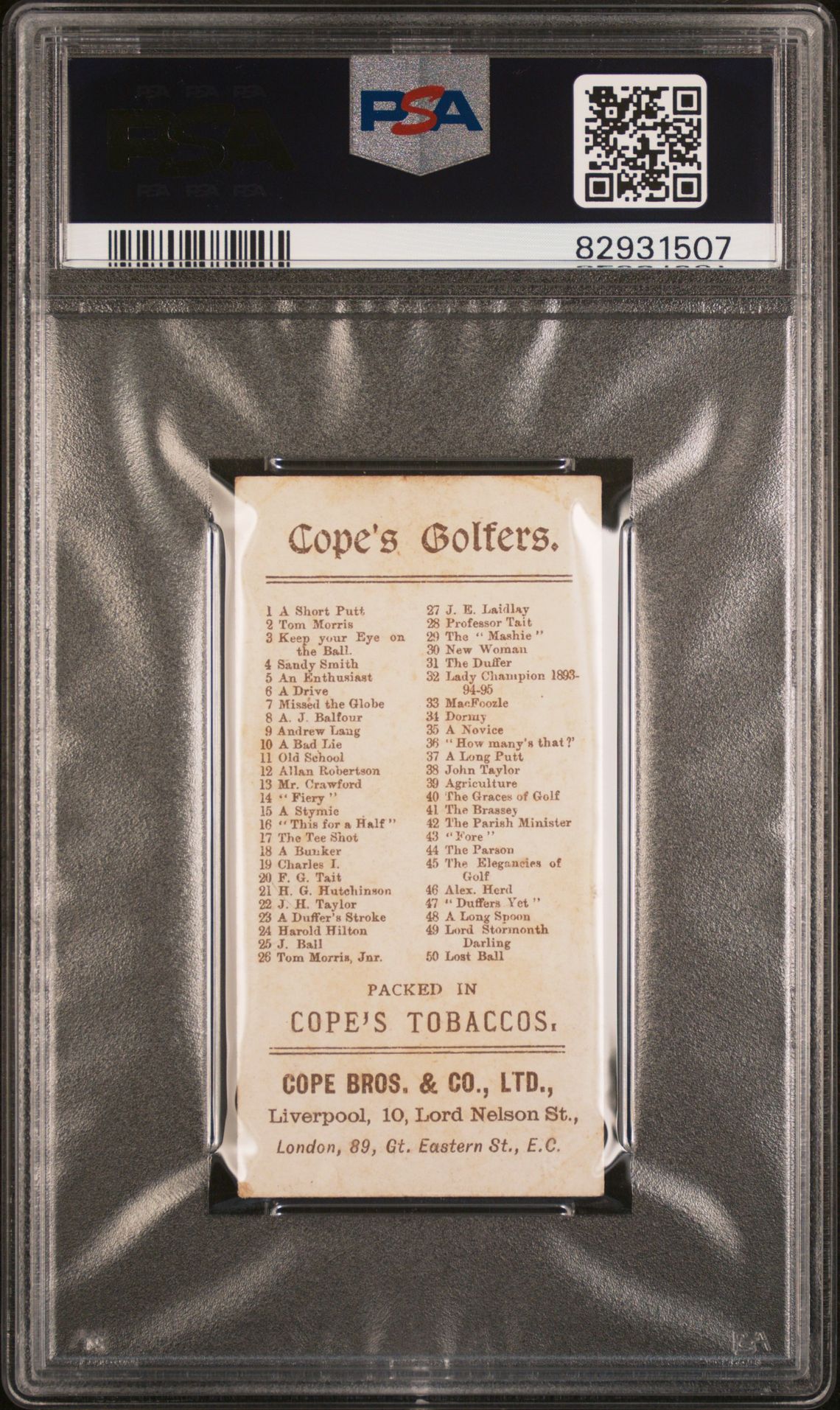 Cope - Cope's Golfers '"Duffers Vet"' **PSA2** (1900) Cope - Cope's Golfers '"Duffers Vet"' **PSA2** (1900)