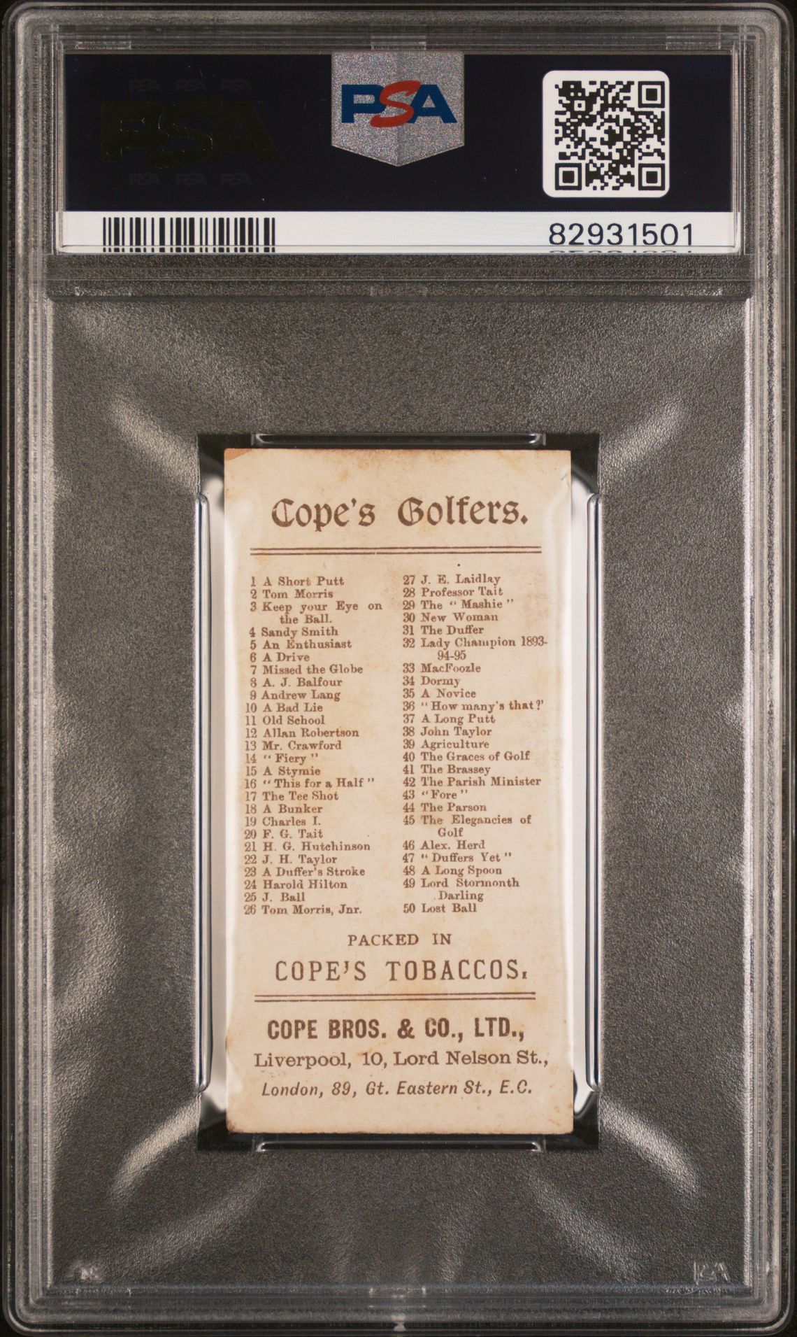 Cope - Cope's Golfers 'Missed the Globe' **PSA2.5** (1900) Cope - Cope's Golfers 'Missed the Globe' **PSA2.5** (1900)