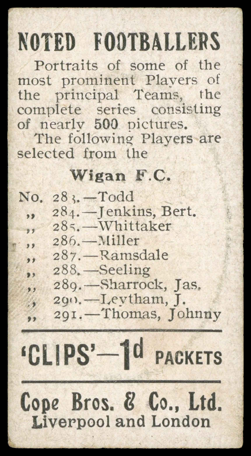 Cope - 'Noted Footballers (500)' (c1910) - Ramsdale (Wigan) Cope - 'Noted Footballers (500)' (c1910) - Ramsdale (Wigan)