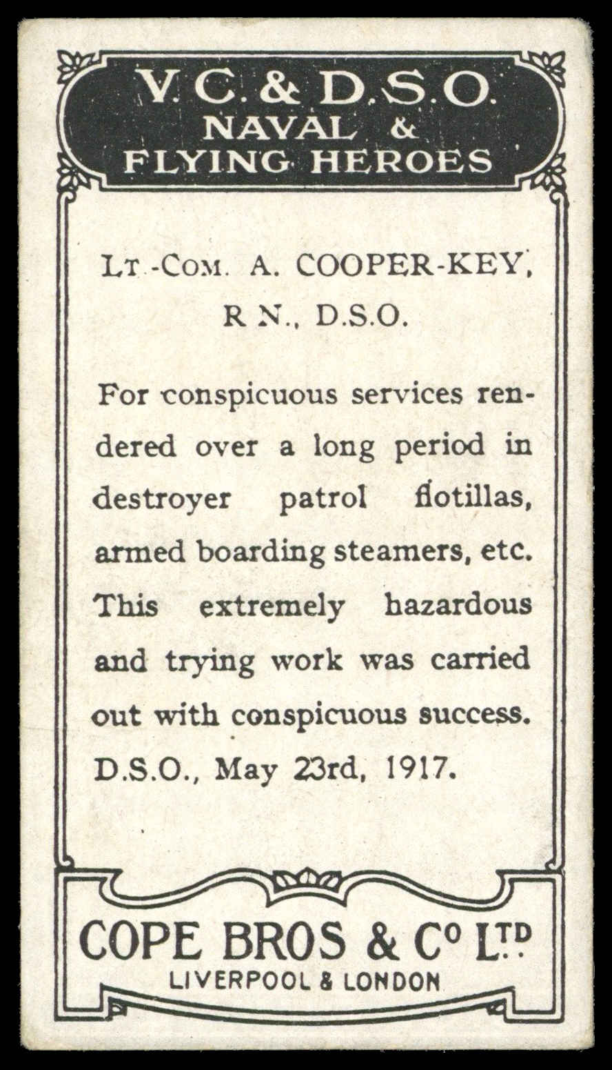 Cope - 'V.C. & D.S.O. Naval & Flying Heroes' (1916) - A. Cooper-Key R.N. Cope - 'V.C. & D.S.O. Naval & Flying Heroes' (1916) - A. Cooper-Key R.N.