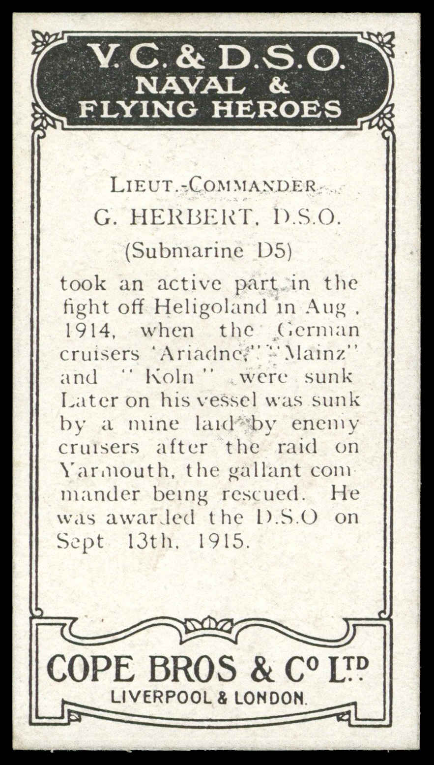 Cope - 'V.C. & D.S.O. Naval & Flying Heroes' (1916) - Godfrey Herbert D.S.O. Cope - 'V.C. & D.S.O. Naval & Flying Heroes' (1916) - Godfrey Herbert D.S.O.