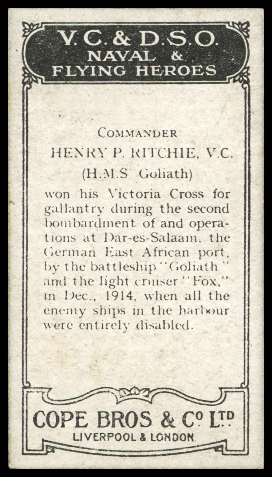 Cope - 'V.C. & D.S.O. Naval & Flying Heroes' (1916) - Henry P. Ritchie V.C. Cope - 'V.C. & D.S.O. Naval & Flying Heroes' (1916) - Henry P. Ritchie V.C.