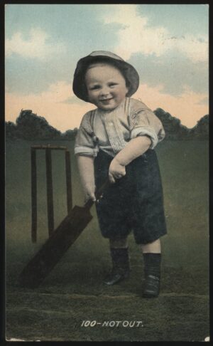ETW Dennis - '100 Not Out Cricket Postcard' (1909) - Postmarked Llandudno 22-Sep-1909