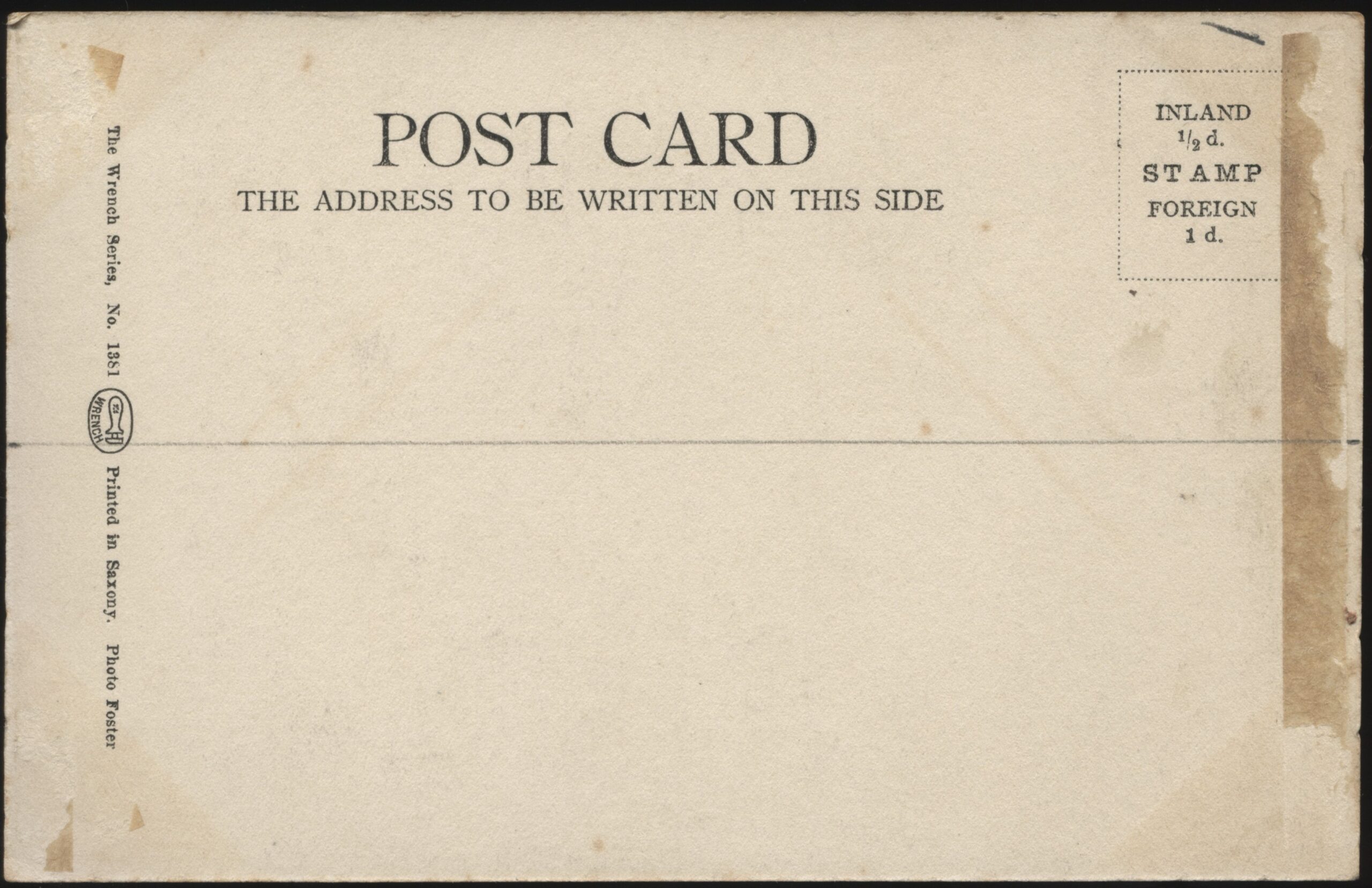 Wrench - 'Mr C.B. Fry No 1381 at the Crease' (c1900s) - Unused Cricket Postcard Wrench - 'Mr C.B. Fry No 1381 at the Crease' (c1900s) - Unused Cricket Postcard