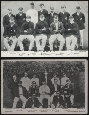 Hawkins/Scott - 'Surrey Cricket Teams - 2 card set' (c1907) - Unused Cricket Postcard