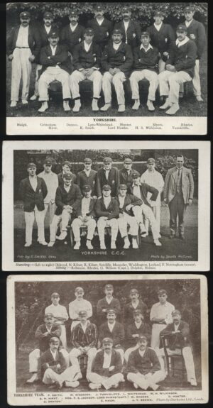 Mixed - 'Yorkshire Cricket Teams - 3 card set' (c1903) - Unused Cricket Postcard