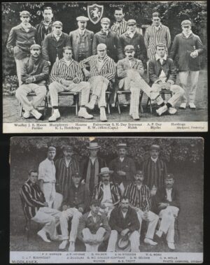 Hawkins/Mockford - 'Kent / Middlesex Cricket Teams - 2 card set' (1907) - Unused Cricket Postcard