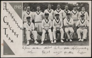 RA Series - 'Australian Cricket Team with Facsimile Signatures' (1948) - Unused Cricket Postcard