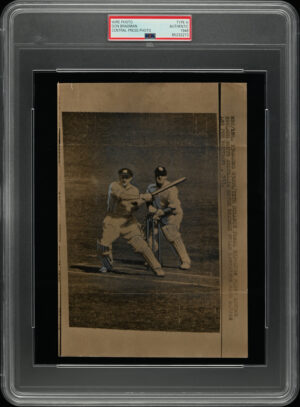 Central Press - 'Don Bradman Pulls Langridge for a Boundary.  SA vs England Adelaide' (1946) - PSA Type III Auth Photo