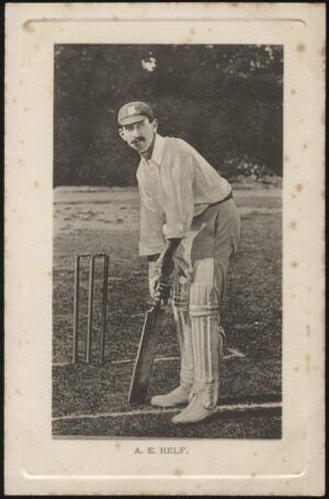 Wrench - 'A.E. Relf at the Crease' (1904) - Unused Cricket Postcard
