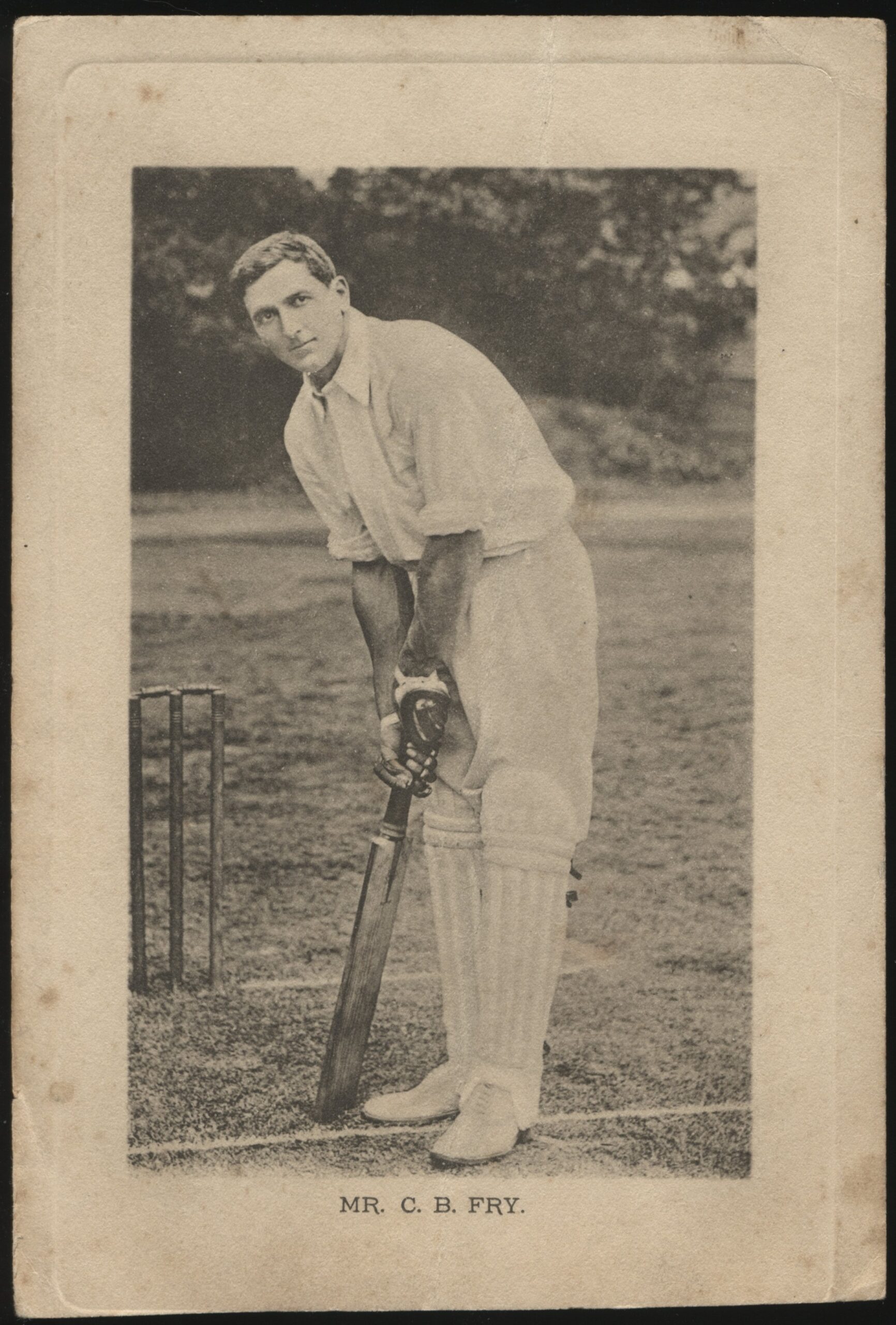 Wrench - 'C.B. Fry at the Crease (Trimmed Bottom)' (1904) - Unused Cricket Postcard Wrench - 'C.B. Fry at the Crease (Trimmed Bottom)' (1904) - Unused Cricket Postcard