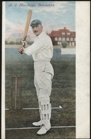 Valentines - 'A.C MacLaren, Lanchashire at the Crease in Colour' (c1905) - Unused Cricket Postcard