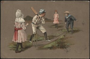 ESD - 'Children playing cricket painting' (c1903) - Used Postcard