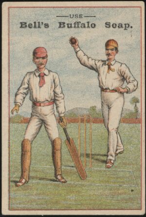 Bells' Buffalo Soap - 'Victorian Cricket Bowler' (c1895) - Lithographic Trade Card