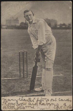 Wrench - 'Mr A.O. Jones Taking Strike' (1903) - Used Cricket Postcard