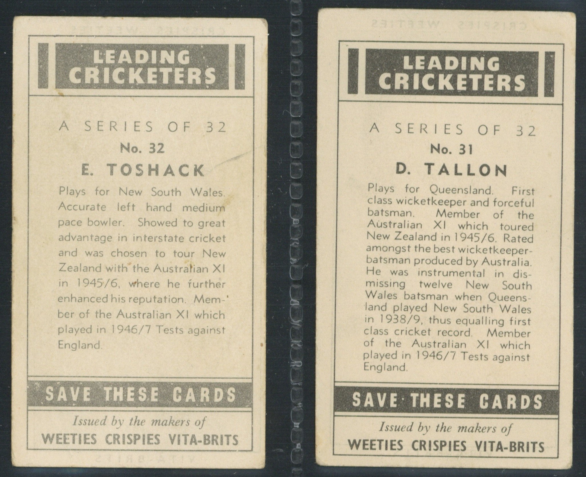 Nabisco - 'Leading Cricketers' (1948) - Complete Set (Bradman) Nabisco - 'Leading Cricketers' (1948) - Complete Set (Bradman)