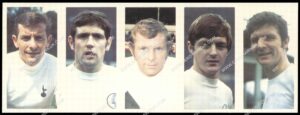 Daily Sketch - 'World Cup Souvenir Card 1970 (Strip)' - Labone/Clarke/Moore/Hunter/Mullery (1970)