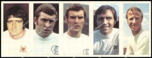Daily Sketch - 'World Cup Souvenir Card 1970 (Strip)' - Charlton/Jeff Astle/Paul Madeley/Mick Jones/Ian Moore (1970)