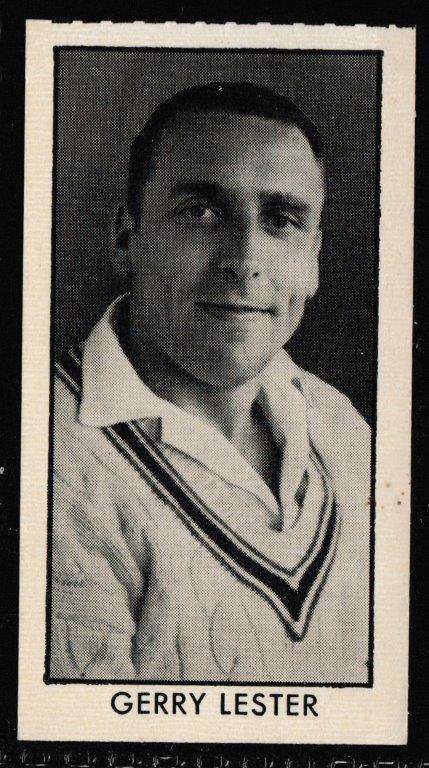 Thomson (D.C.) - 'County Cricketers' (1957) - Card #2 (Adventure) - Gerry Lester (Leicestershire) Thomson (D.C.) - 'County Cricketers' (1957) - Card #2 (Adventure) - Gerry Lester (Leicestershire)