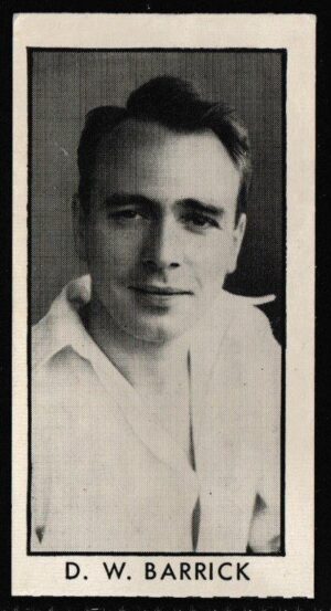 Thomson (D.C.) - 'County Cricketers' (1957) - Card #3 (Adventure) - D.W. Barrick (Northamptonshire)