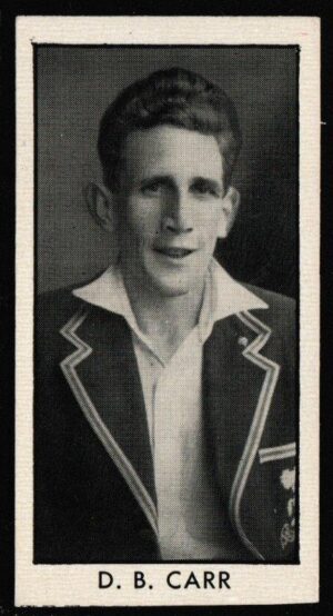Thomson (D.C.) - 'County Cricketers' (1957) - Card #5 (Adventure) - D.B. Carr (Derbyshire)