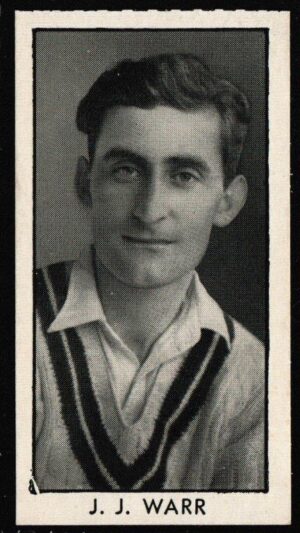 Thomson (D.C.) - 'County Cricketers' (1957) - Card #4 (Hotspur) - J.J. Warr (Middlesex)