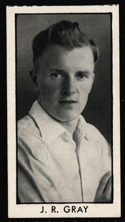 Thomson (D.C.) - 'County Cricketers' (1957) - Card #6 (Hotspur) - J.R. Gray (Hampshire) Thomson (D.C.) - 'County Cricketers' (1957) - Card #6 (Hotspur) - J.R. Gray (Hampshire)
