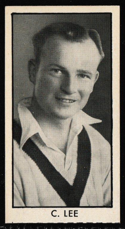 Thomson (D.C.) - 'County Cricketers' (1957) - Card #9 (Hotspur) - C. Lee (Derbyshire) Thomson (D.C.) - 'County Cricketers' (1957) - Card #9 (Hotspur) - C. Lee (Derbyshire)
