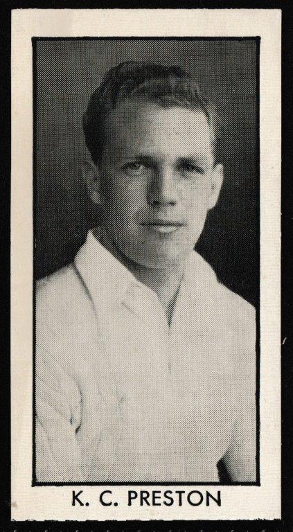 Thomson (D.C.) - 'County Cricketers' (1957) - Card #3 (Wizard) - K.C. Preston (Essex) Thomson (D.C.) - 'County Cricketers' (1957) - Card #3 (Wizard) - K.C. Preston (Essex)
