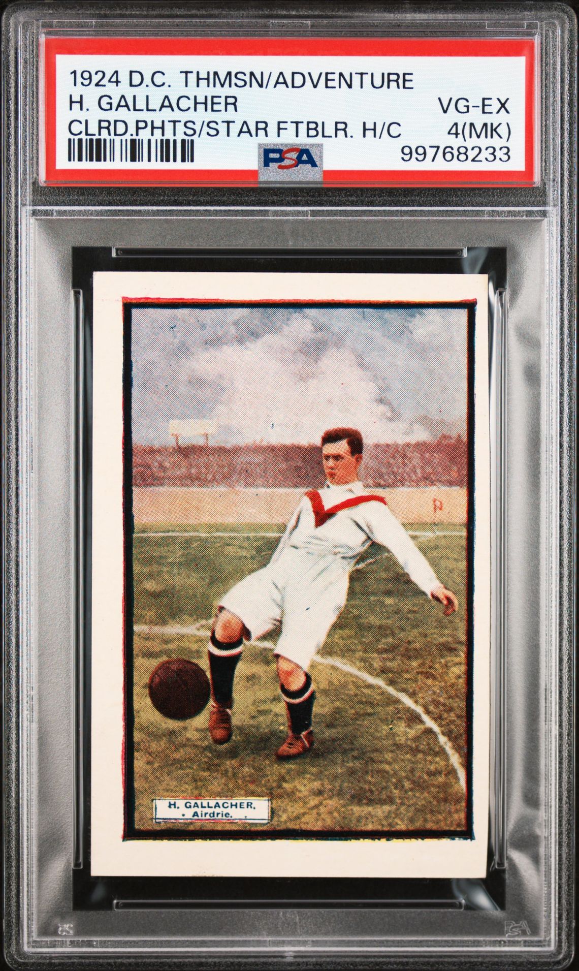 D.C. Thomson/Adventure - 'Coloured Photos of Star Footballers' (1924) - Hugh Gallacher (Airdrie) **PSA4 (MK)** D.C. Thomson/Adventure - 'Coloured Photos of Star Footballers' (1924) - Hugh Gallacher (Airdrie) **PSA4 (MK)**