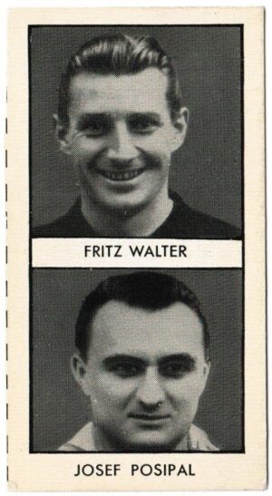 Thomson (D.C.) - 'World Cup Footballers (Adventure)' (1958) - Card #12 - Fritz Walter & Josef Posipal (West Germany)