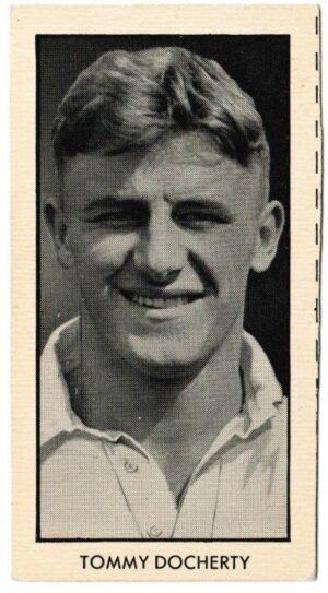 Thomson (D.C.) - 'World Cup Footballers (Adventure)' (1958) - Card #13 - Tommy Docherty (Preston North End)