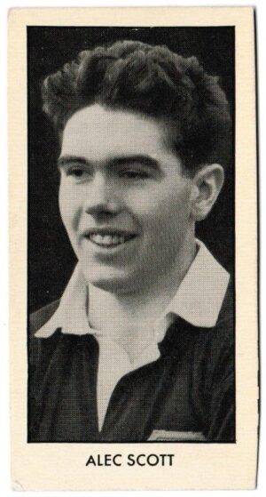 Thomson (D.C.) - 'World Cup Footballers (Rover)' (1958) - Card #15 - Alec Scott (Rangers)