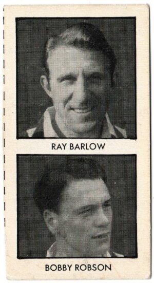 Thomson (D.C.) - 'World Cup Footballers (Adventure)' (1958) - Card #6 - Ray Barlow & Bobby Robson
