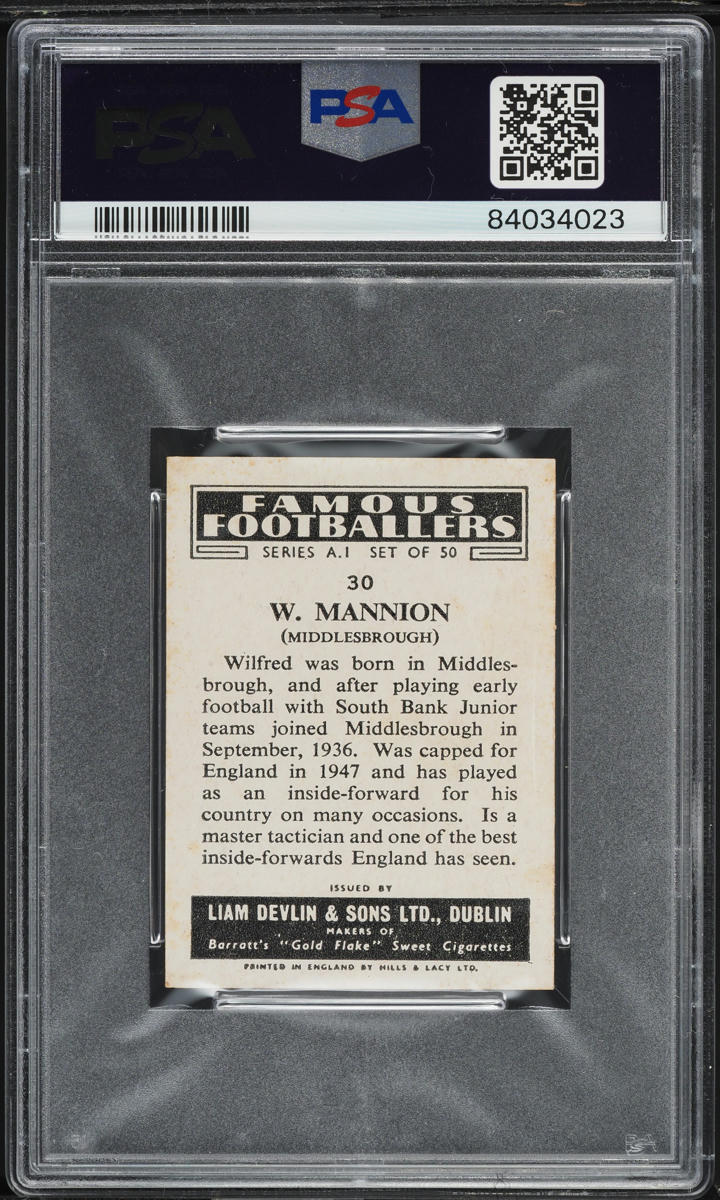 Devlin (Liam) - 'Famous Footballers A.1 (Wide)' (1953) - W. Mannion (Middlesbrough) **PSA6** Devlin (Liam) - 'Famous Footballers A.1 (Wide)' (1953) - W. Mannion (Middlesbrough) **PSA6**