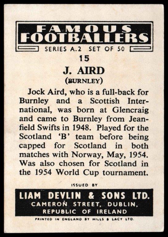 Devlin (Liam) - 'Famous Footballers A.2' - J. Aird (Burnley) Devlin (Liam) - 'Famous Footballers A.2' - J. Aird (Burnley)