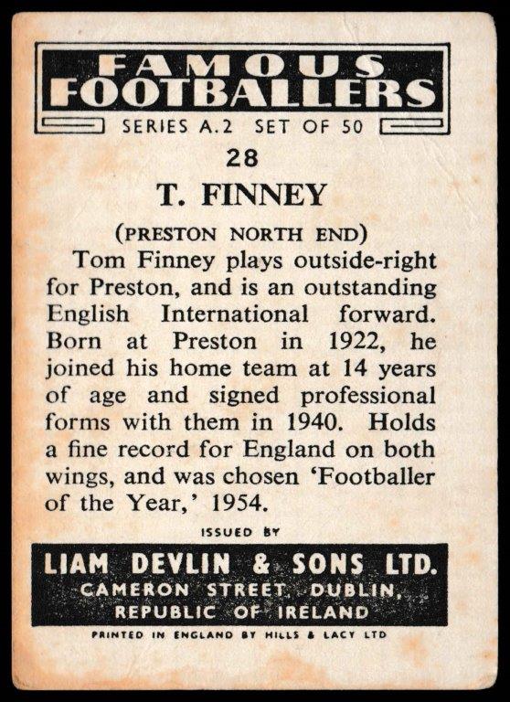 Devlin (Liam) - 'Famous Footballers A.2' - T. Finney (Preston North End) Devlin (Liam) - 'Famous Footballers A.2' - T. Finney (Preston North End)