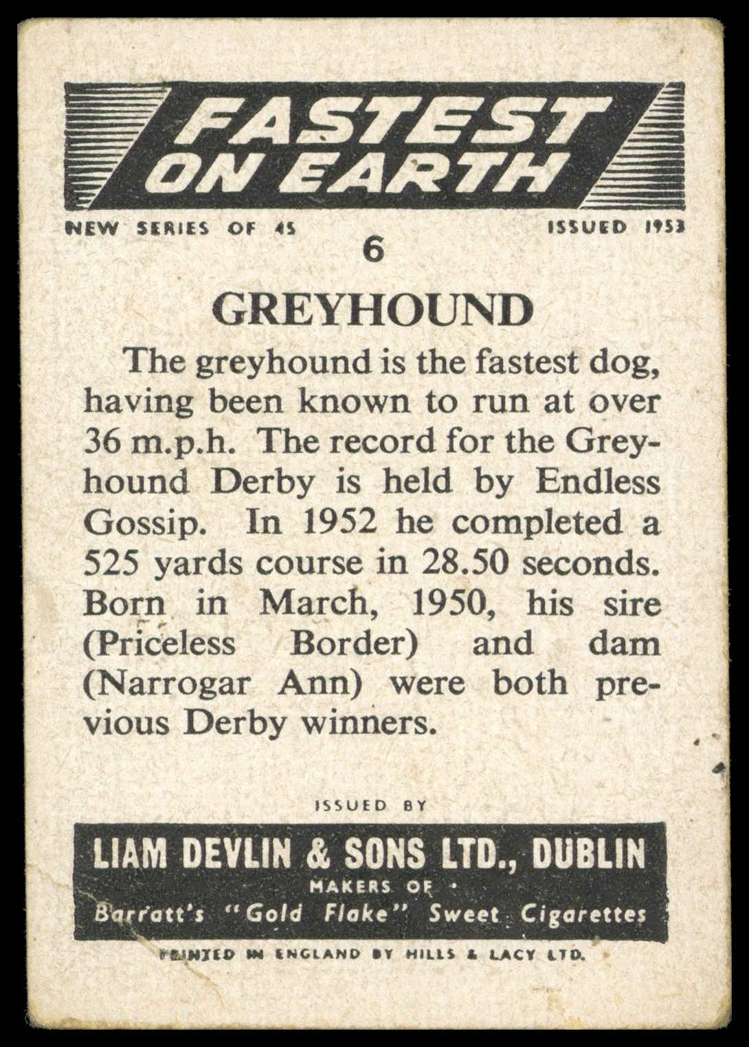 Devlin (Liam) - 'Fastest on Earth' (1953) - Greyhound Devlin (Liam) - 'Fastest on Earth' (1953) - Greyhound