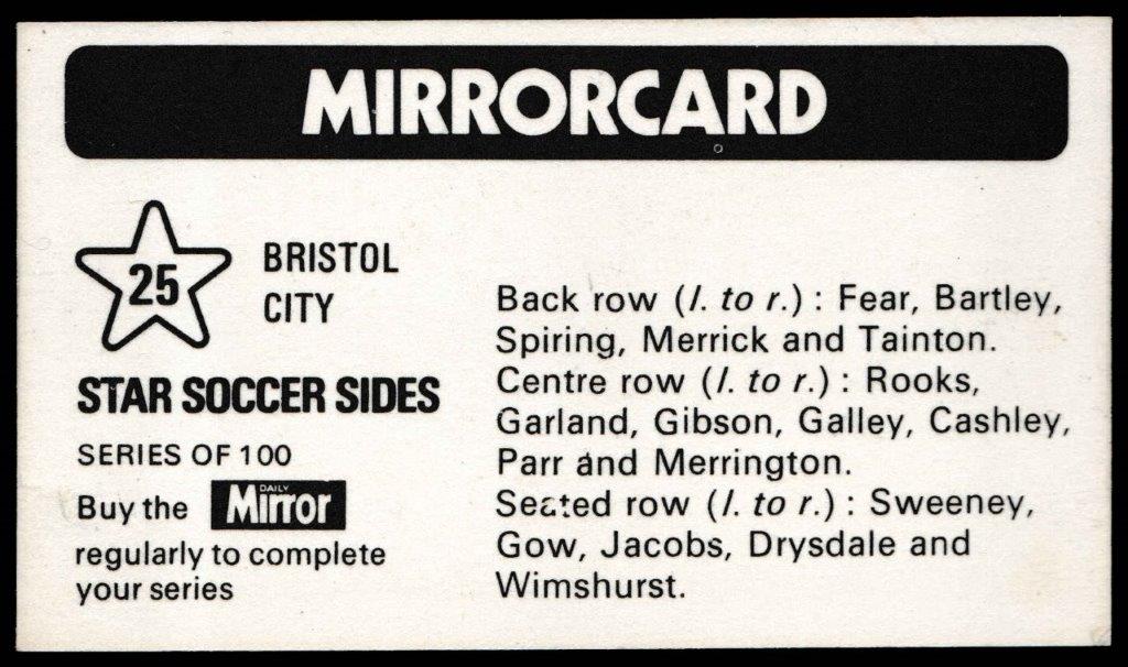 Daily Mirror - 'Star Soccer Sides' - Bristol City Daily Mirror - 'Star Soccer Sides' - Bristol City