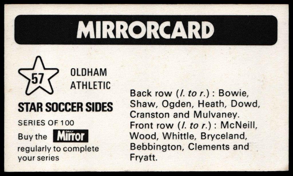 Daily Mirror - 'Star Soccer Sides' - Oldham Athletic Daily Mirror - 'Star Soccer Sides' - Oldham Athletic