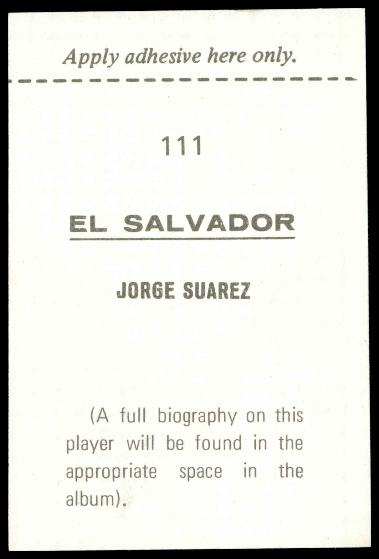 F.K.S. - 'Mexico 70' (1970) - Jorge Suarez (El Salvador) F.K.S. - 'Mexico 70' (1970) - Jorge Suarez (El Salvador)